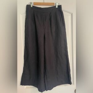 The Reset Women’s Pull On Black Elastic Waist Wide Leg Palazzo Linen Pants